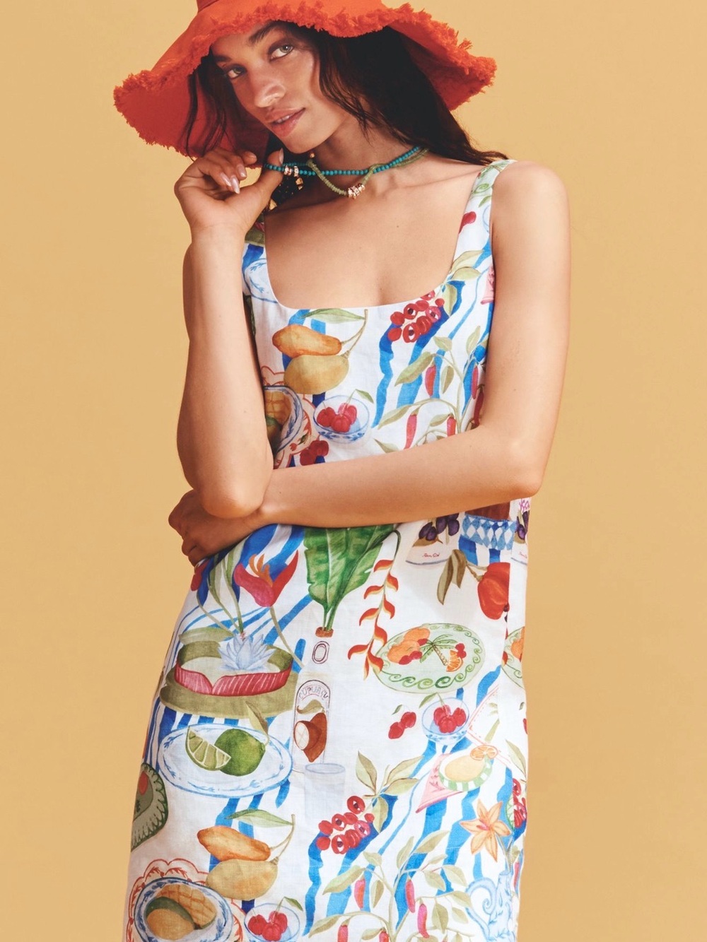 FARM Rio White Multi-Color Fruit & Floral Print Sundress - Picture 1 of 5